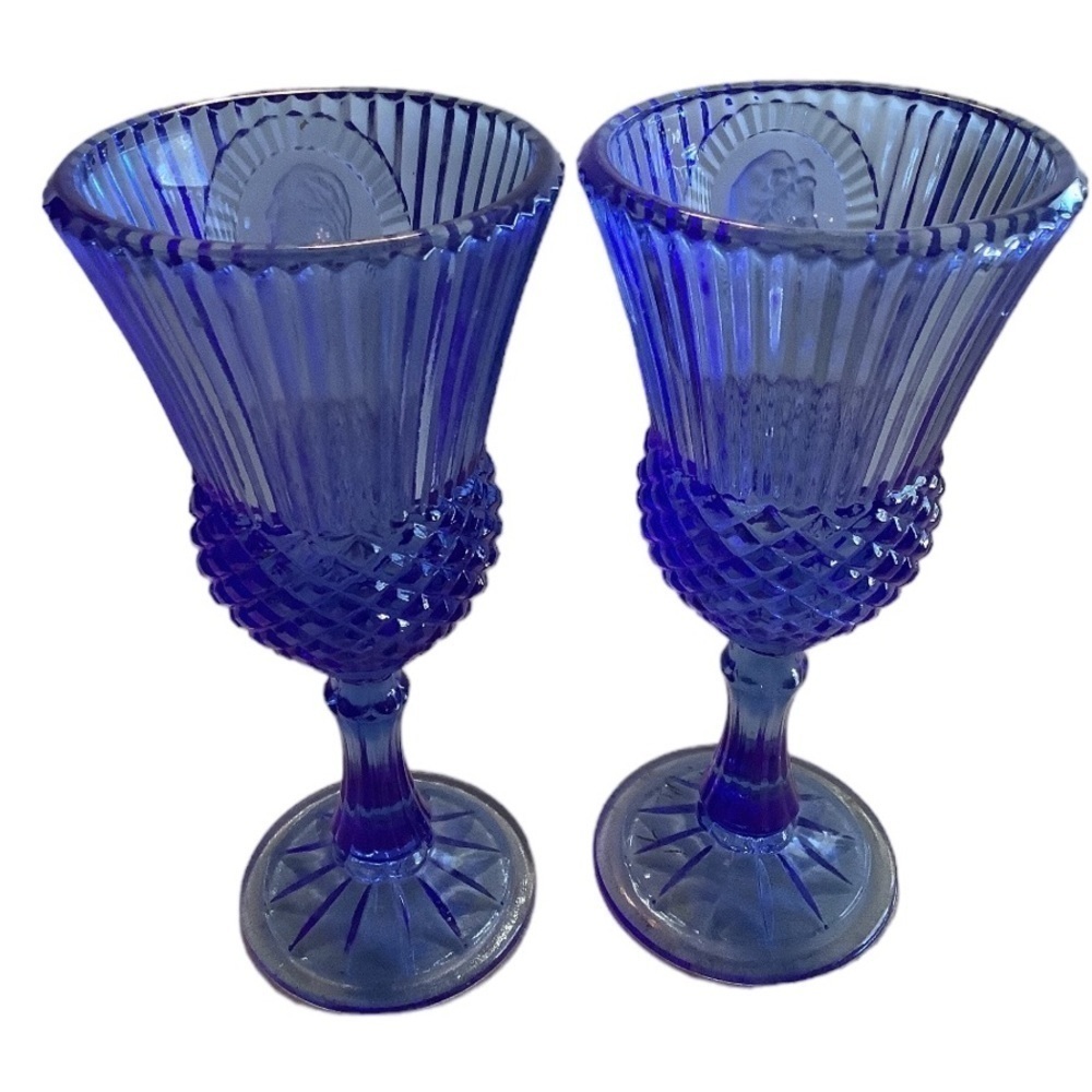 Vintage 1976 Avon Fostoria Martha George Washington wine goblets/glasses set of2 - Picture 5 of 11